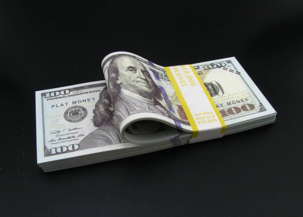 100 Pieces of $100 Dollar Full Print Prop Money New Style Play Money Banknotes Stack
