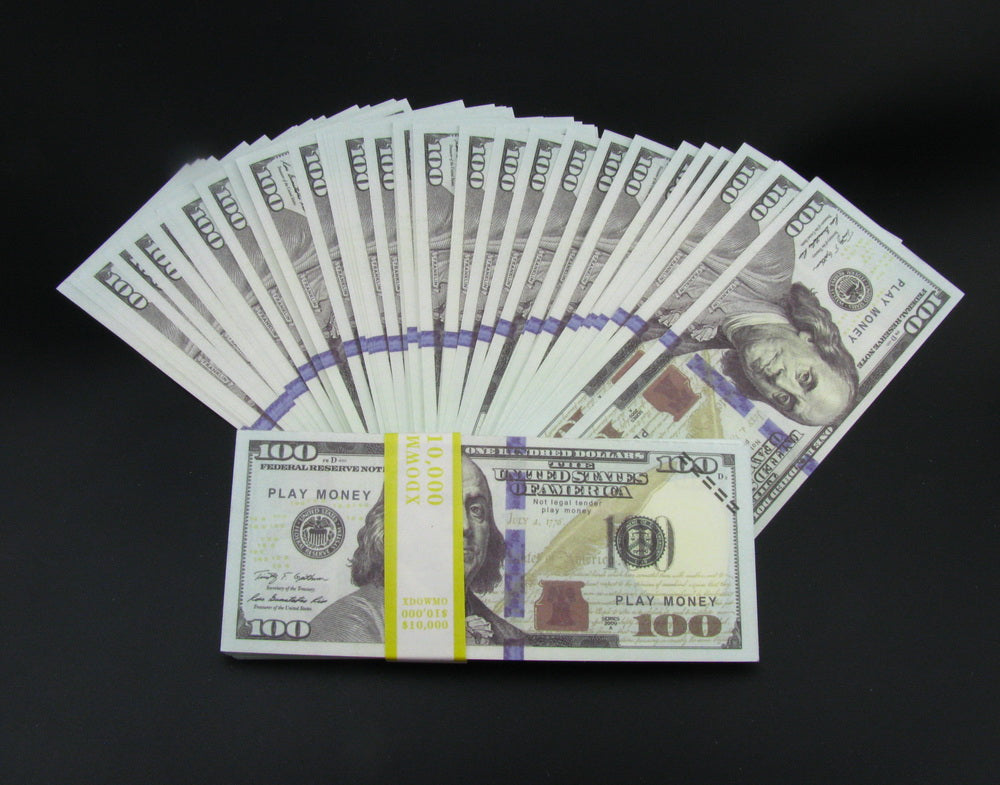 10 Stacks of $100 Dollars Full Print Prop Money New Style Play Money Banknotes