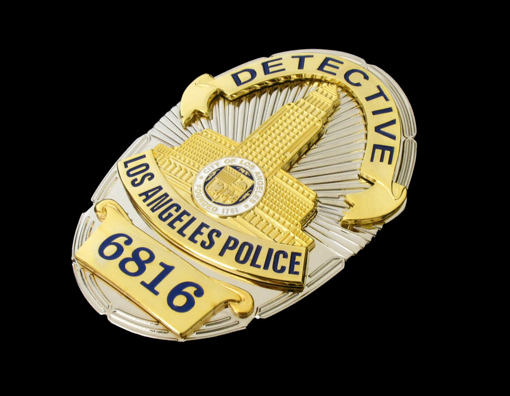 LAPD Detective Los Angeles Police Badge Solid Copper Replica Movie Props With Number 6816