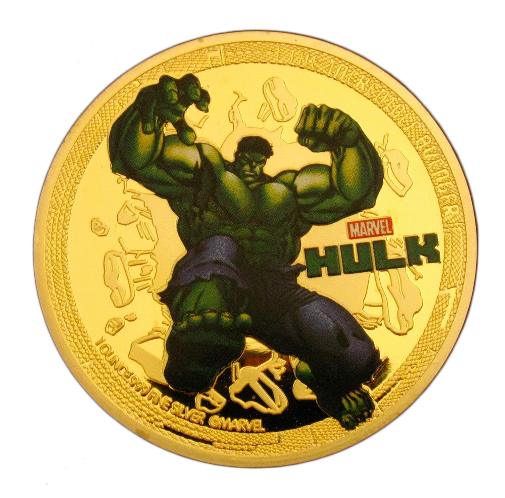 3 Pieces The Avengers Superhero Thor Iron Man Hulk Comics Gold Coins