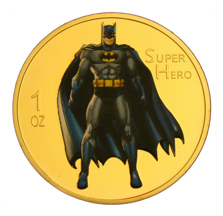 Batman Superhero Comic Colored 24K Gold & Silver Plated Coins