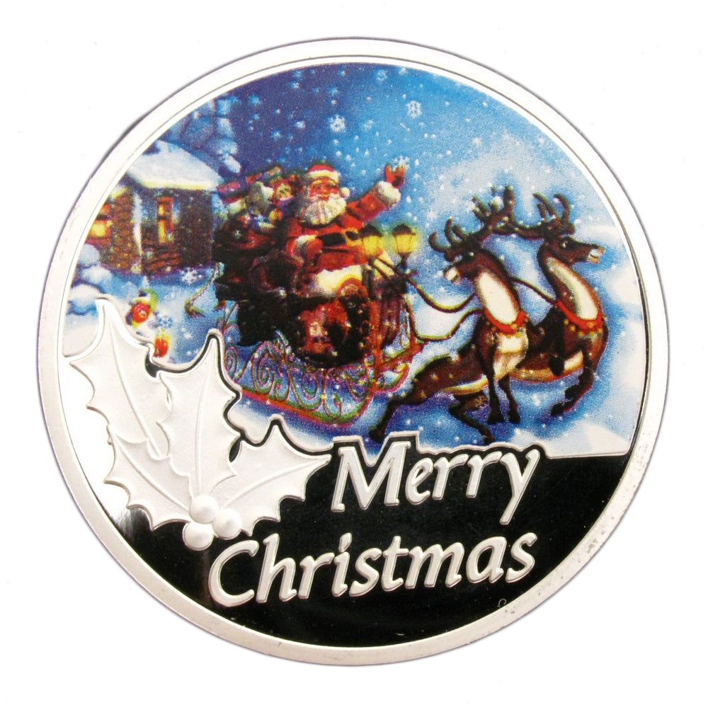Merry Christmas Santa Claus Missing Reindeer Silver Coin Xmas New Year Gift