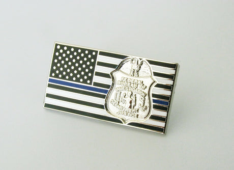 US American Flag Police Badge Brooch Pin