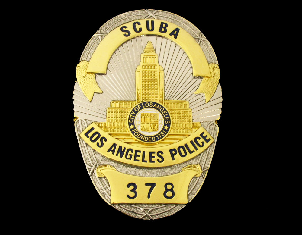 LAPD SCUBA Los Angeles Police Badge Replica Movie Props With Number 378