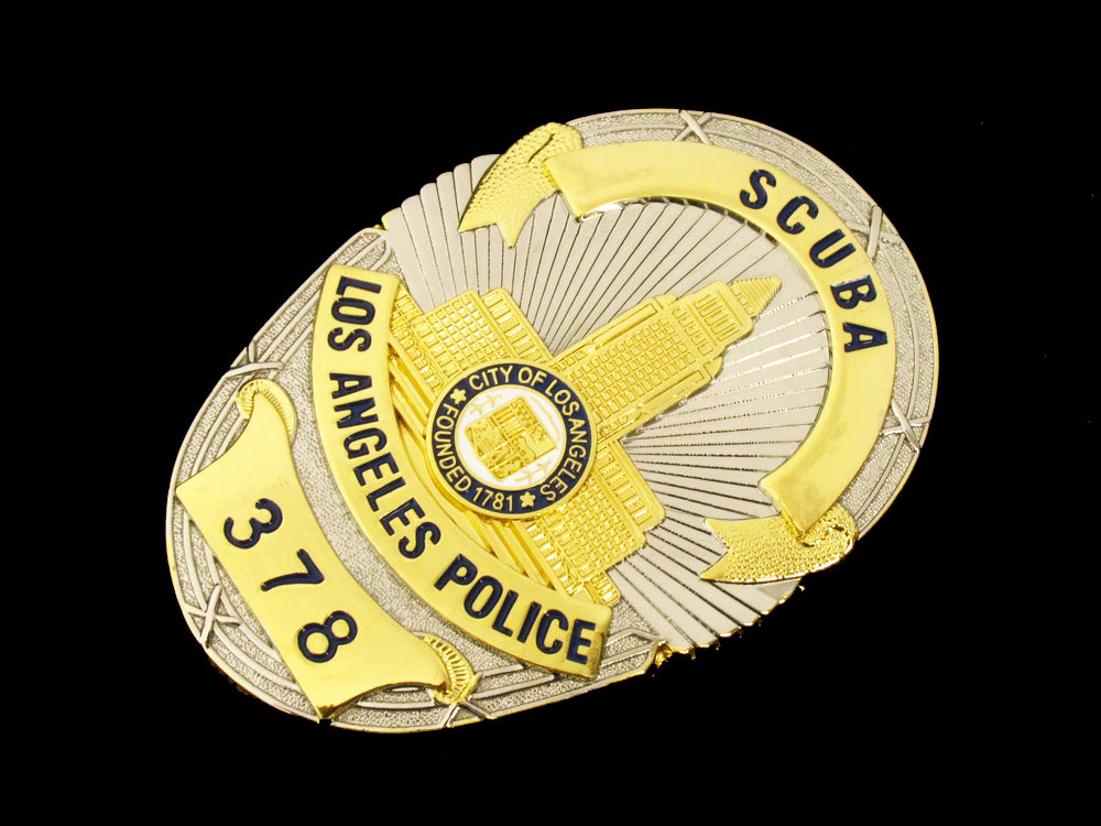 LAPD SCUBA Los Angeles Police Badge Replica Movie Props With Number 378