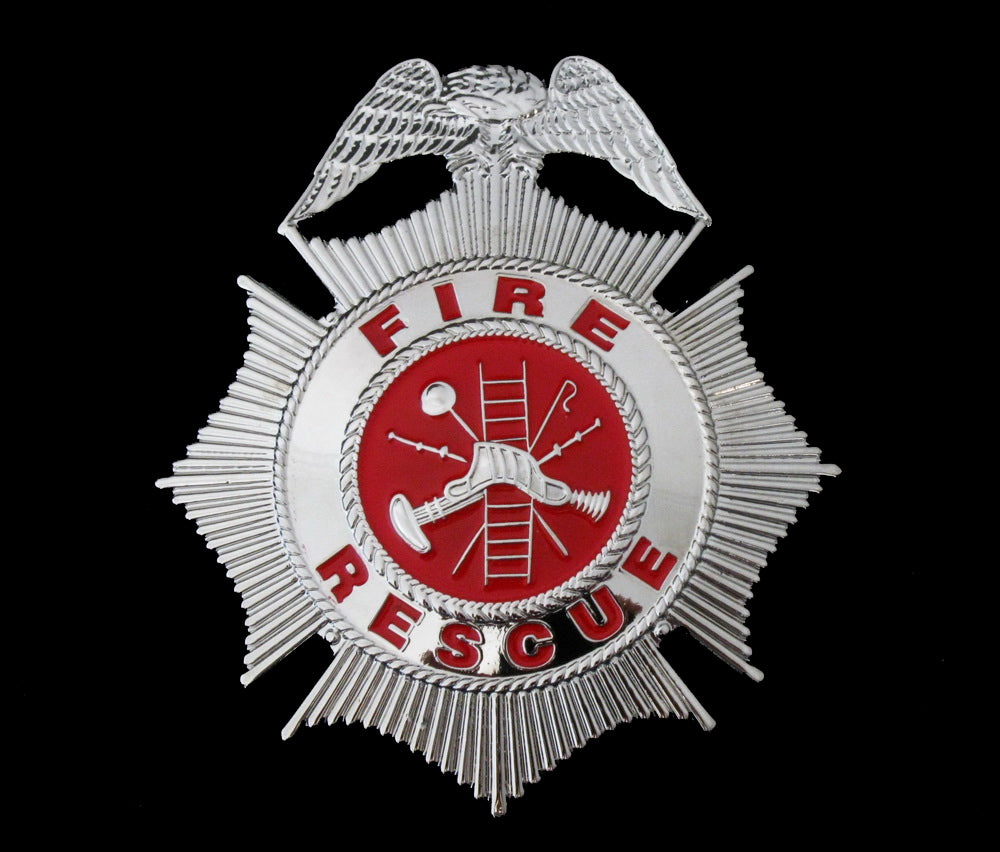 Fire Rescue Badge Solid Copper Brooch Pin Replica Movie Props