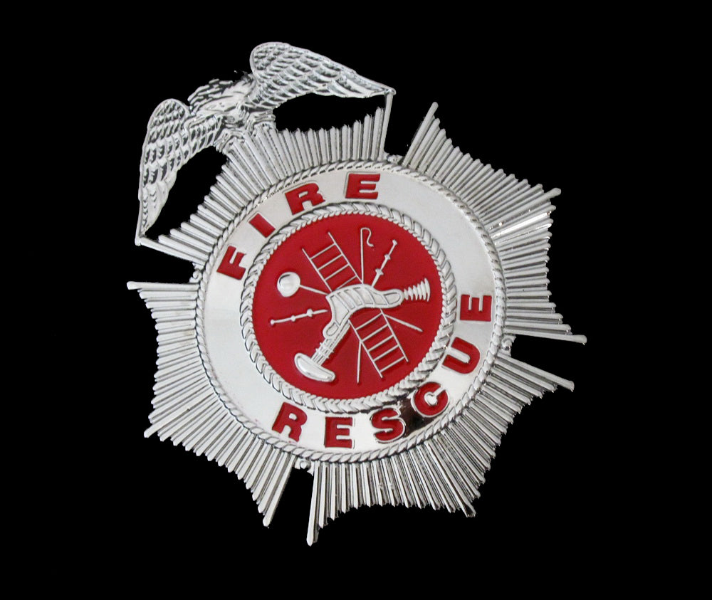 Fire Rescue Badge Solid Copper Brooch Pin Replica Movie Props