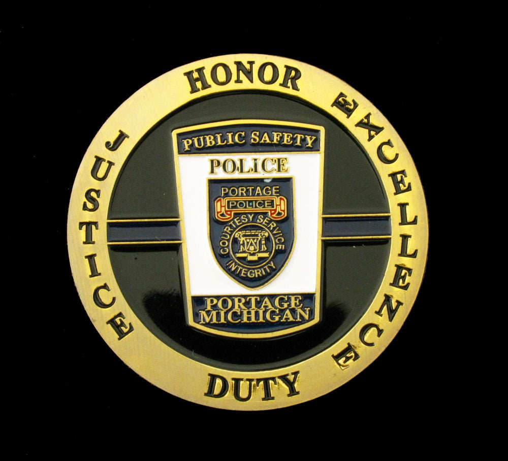 Michigan Portage Police Badge Challenge Coin