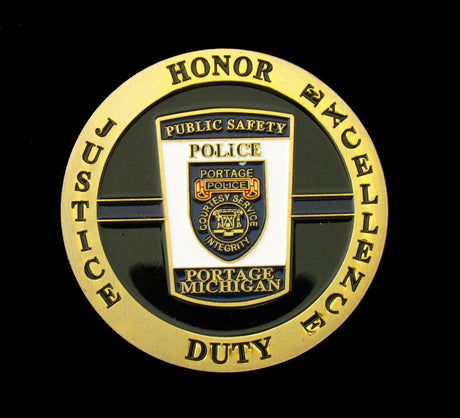 Michigan Portage Police Badge Challenge Coin