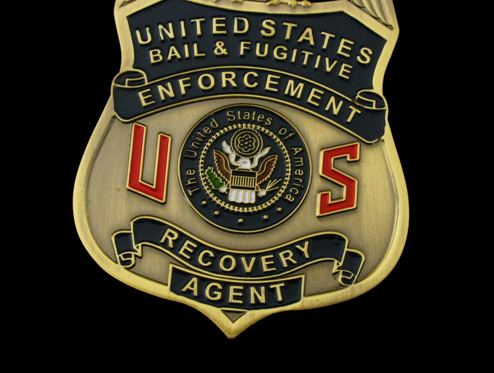 US Bail Enforcement & Fugitive Recovery Agent Badge Solid Copper Replica Movie Props