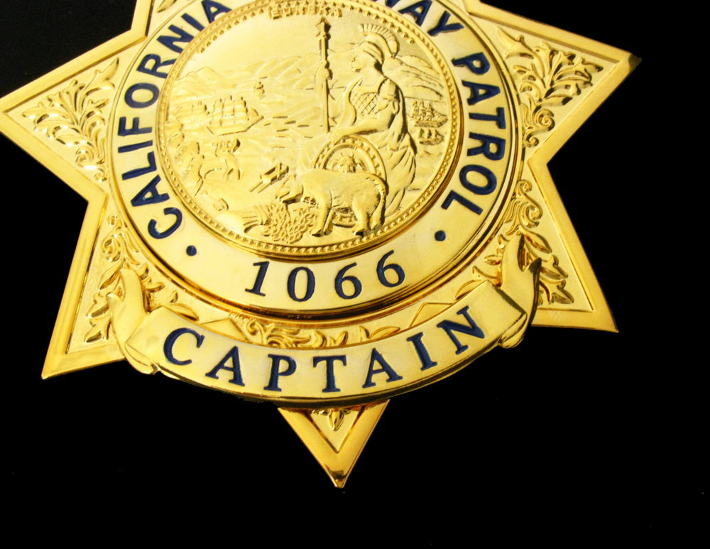 US California Highway Patrol CHP Captain Badge Replica Movie Props With Number 1066
