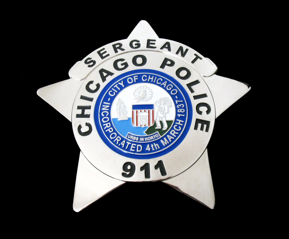 Chicago Sergeant Police Badge Solid Copper Replica Movie Props With Number 911