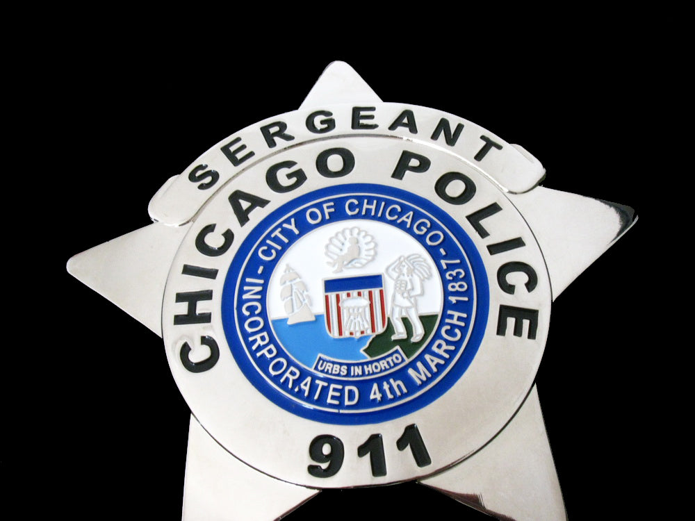 Chicago Sergeant Police Badge Solid Copper Replica Movie Props With Number 911
