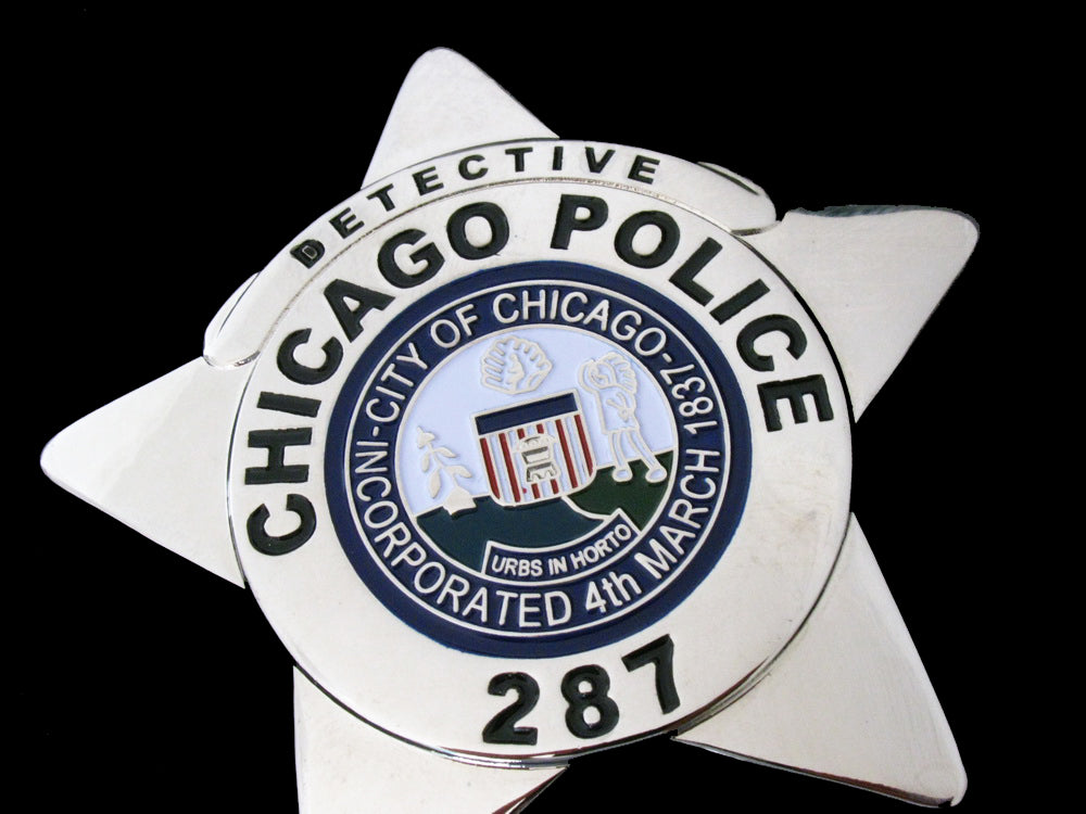 Chicago Detective Police Badge Solid Copper Replica Movie Props With Number 287