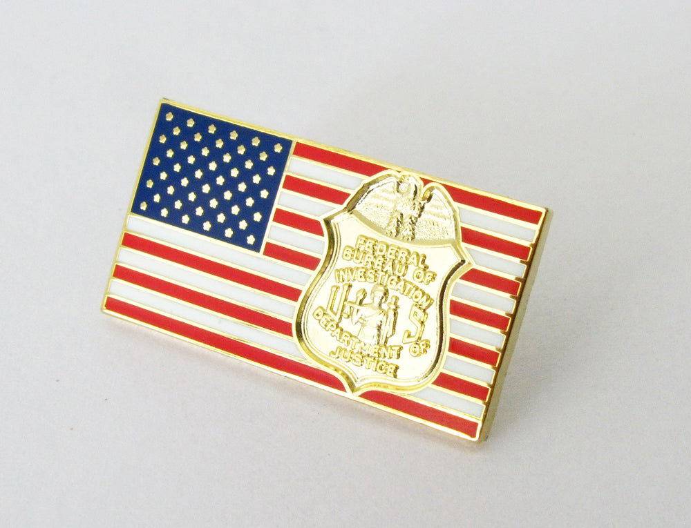 US American Flag Police Badge Brooch Pin