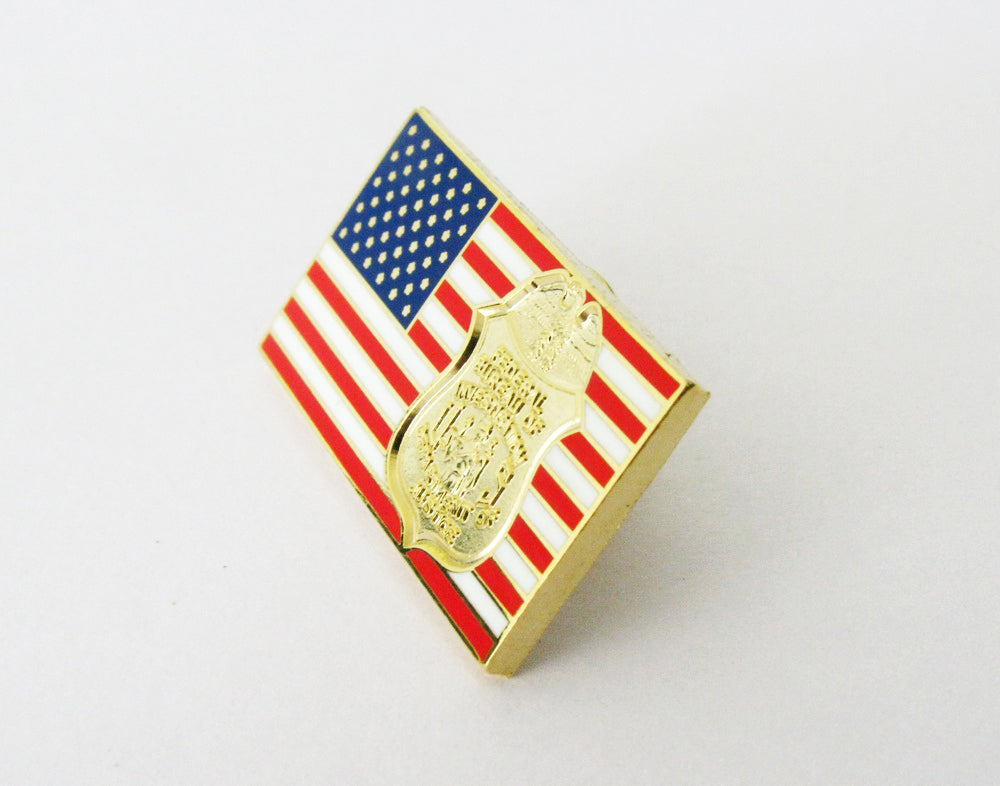 US American Flag Police Badge Brooch Pin
