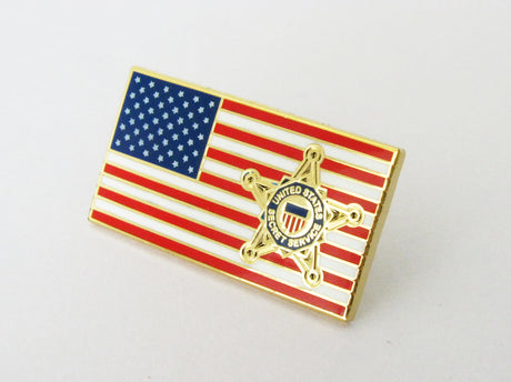 US American Flag Police Badge Brooch Pin