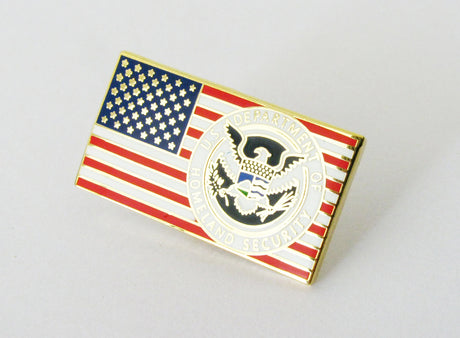 US American Flag Police Badge Brooch Pin
