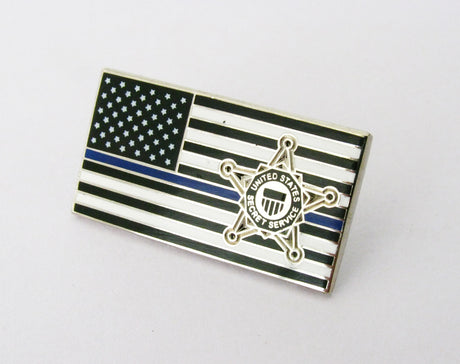 US American Flag Police Badge Brooch Pin