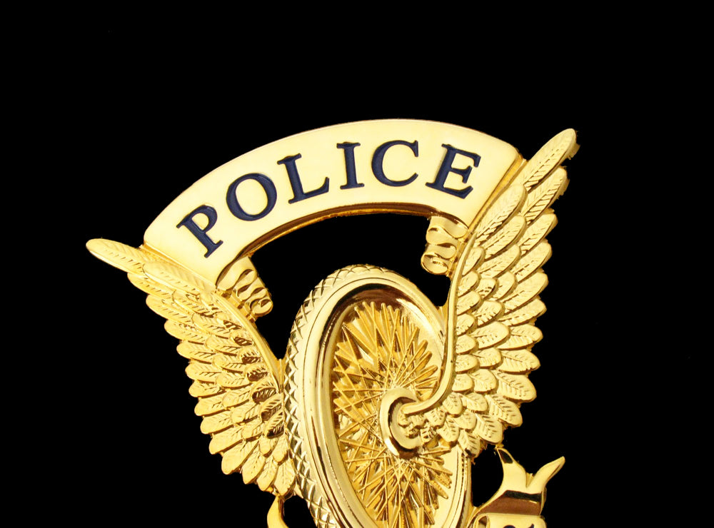 Police Motor Motorcycle Officer Cap Badge Solid Copper Replica Movie Props