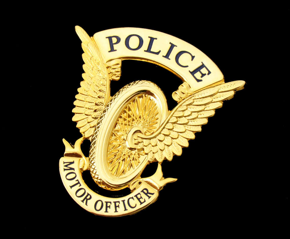 Police Motor Motorcycle Officer Cap Badge Solid Copper Replica Movie Props