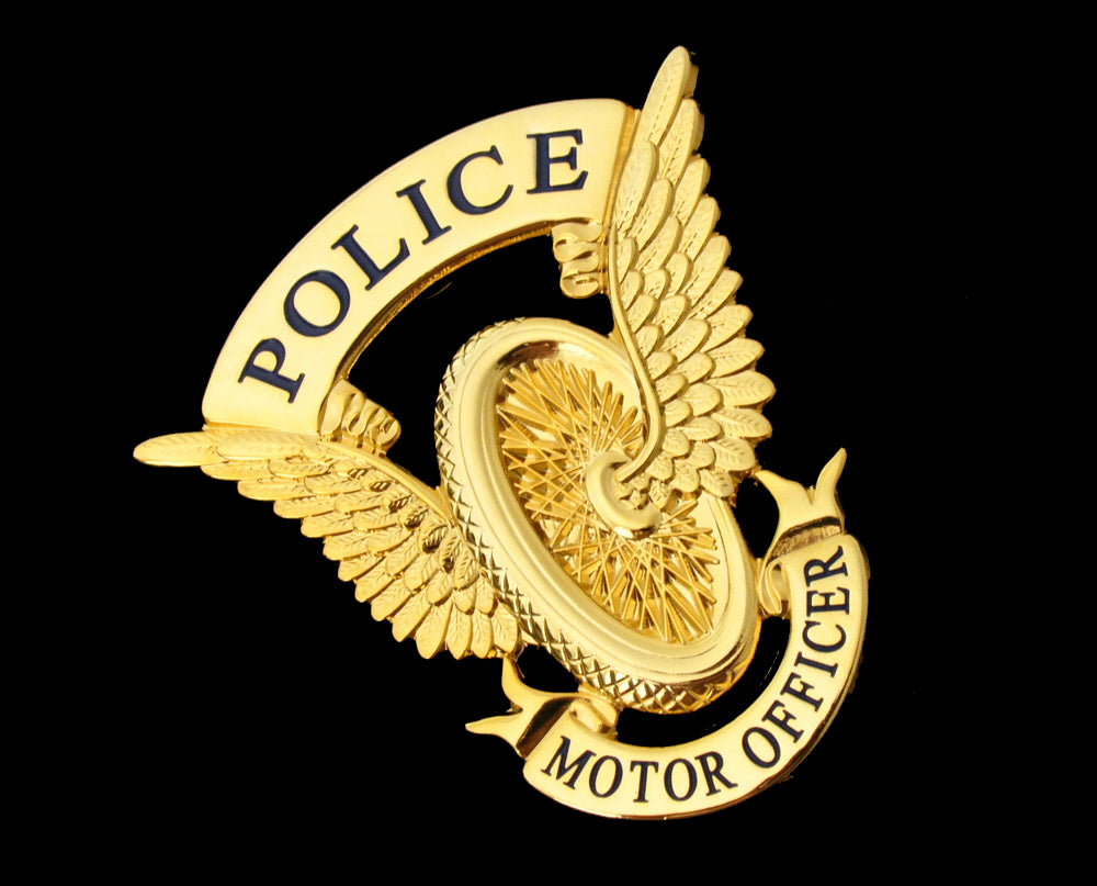 Police Motor Motorcycle Officer Cap Badge Solid Copper Replica Movie Props
