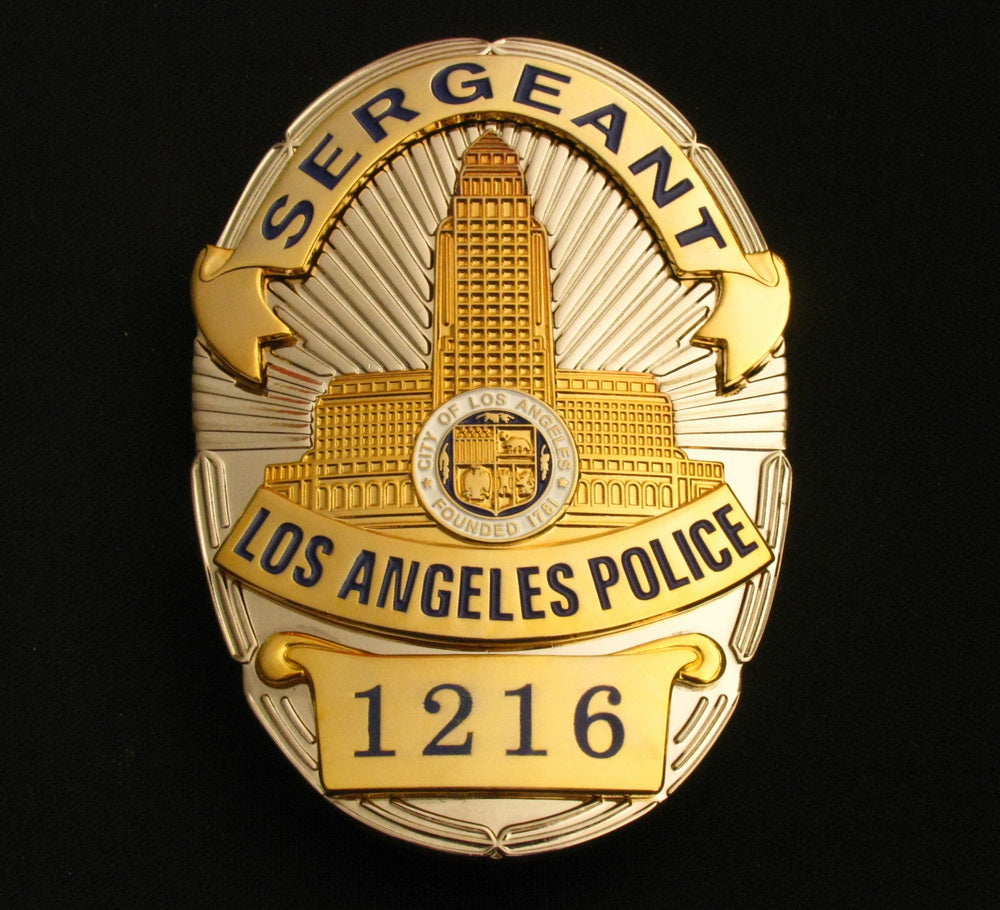 LAPD Los Angeles Police Sergeant Badge Solid Copper Replica Movie Props With Number 1216