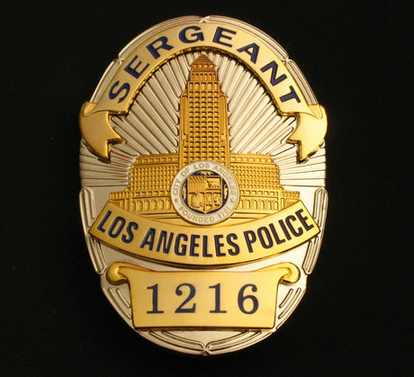 LAPD Los Angeles Police Sergeant Badge Solid Copper Replica Movie Props With Number 1216
