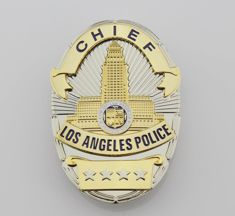 LAPD Los Angeles Police Chief Badge Solid Copper Replica Movie Props With Four Star