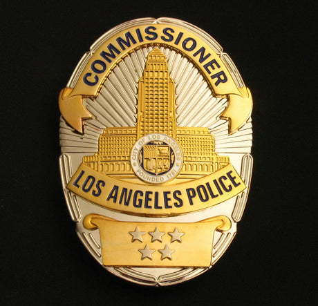 LAPD Los Angeles Police Commissioner Badge Solid Copper Replica Movie Props With Five Stars