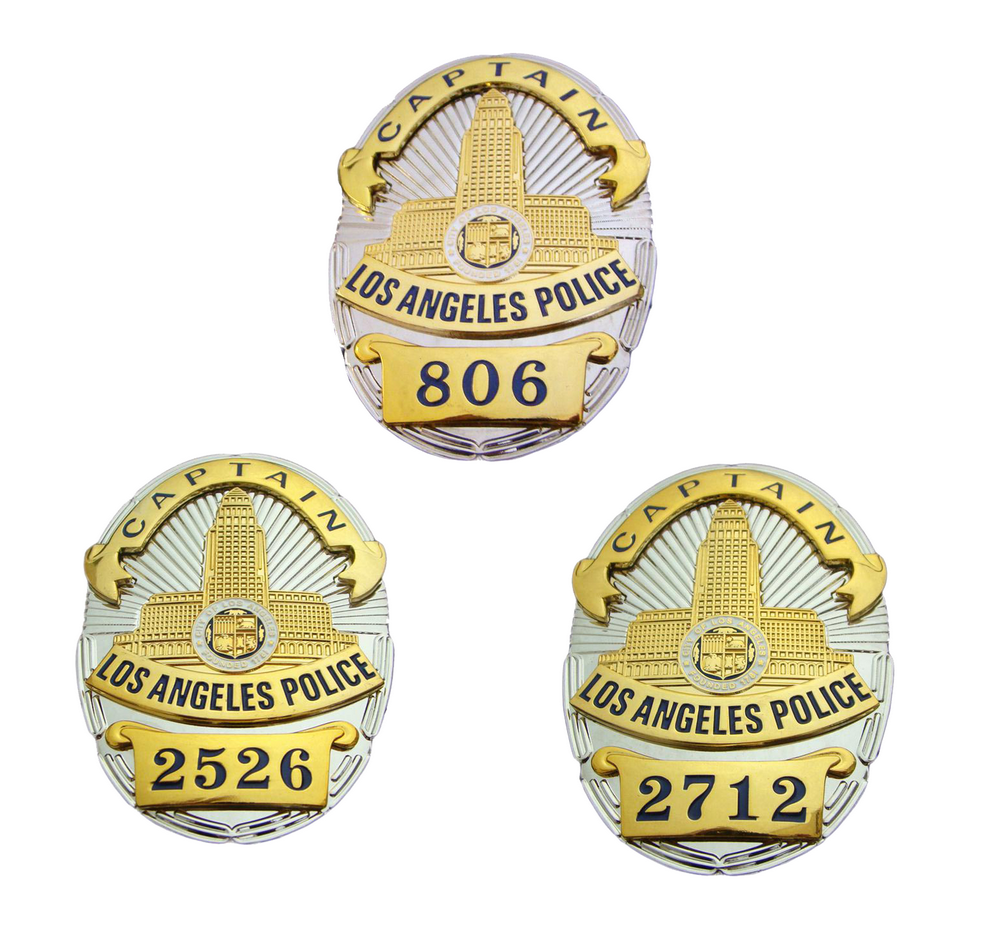 LAPD Los Angeles Captain Police Badge Replica Movie Props No. 806/2526/2712