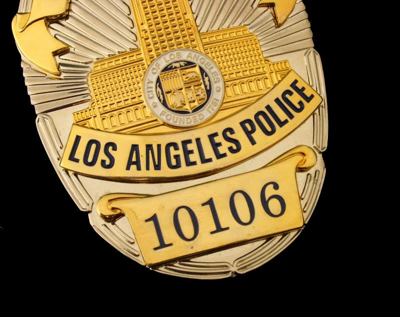 LAPD Los Angeles Police LIEUTENANT Badge Solid Copper Replica Movie Props With Number 10106