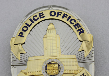 LAPD Los Angeles Police Officer Badge Solid Copper Replica Movie Props With Number 13918