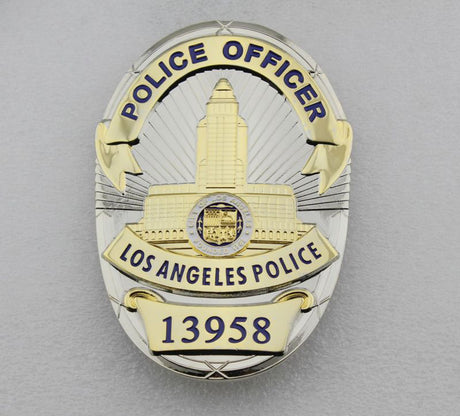 LAPD Los Angeles Police Officer Badge Replica Movie Props With Number 13958 16520