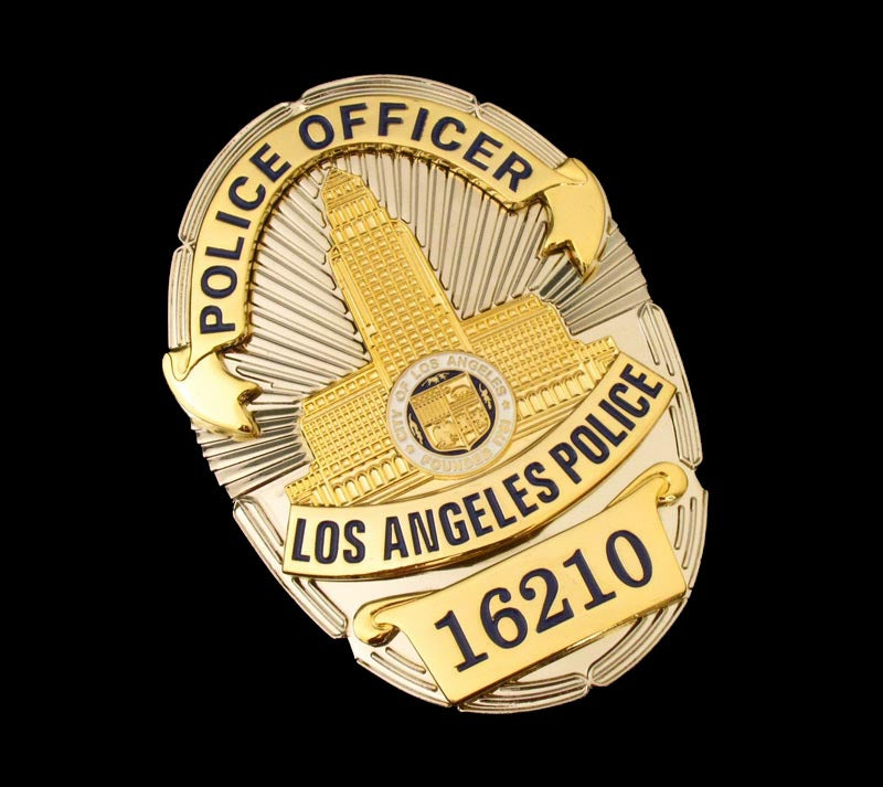 LAPD Los Angeles Police Officer Badge Solid Copper Replica Movie Props With Number 16210