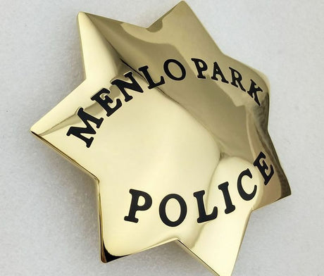 Menlo Park Police Badge Solid Copper Replica Movie Props
