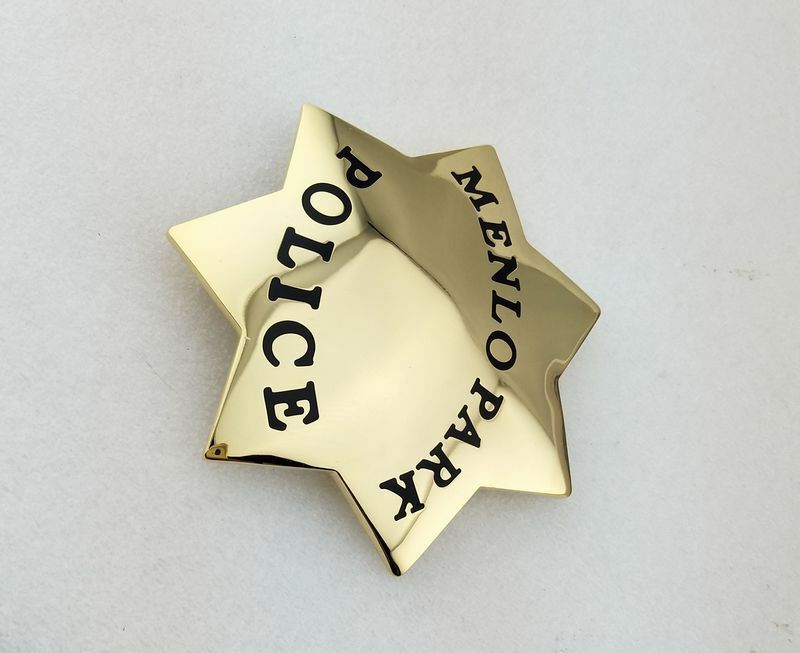 Menlo Park Police Badge Solid Copper Replica Movie Props