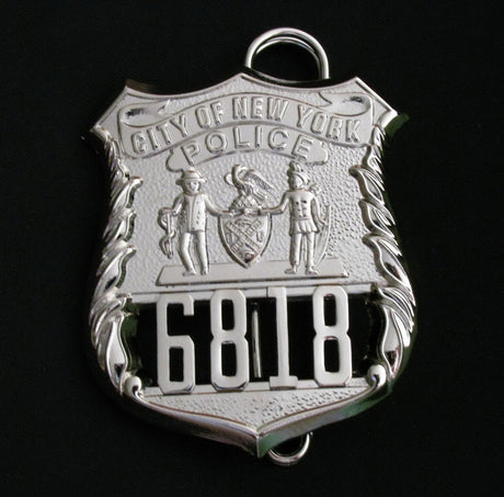 NYPD New York Police Detective Badge Solid Copper Replica Movie Props With Number 6818