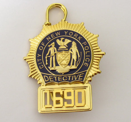 NY New York Detective Police Badge Réplique des accessoires de film *Numéro de badge personnalisable*