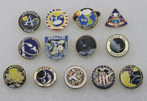13 Pieces of NASA Apollo Space Travel 1,7,8,9,10,11,12,13,14,15,16,17 Lapel Pin Set