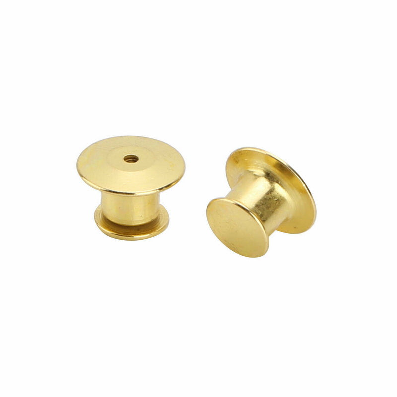 Flathead Lapel Pin Backs Holder Clutch Clasp Solid Brass Locking Fastener Gold Silver