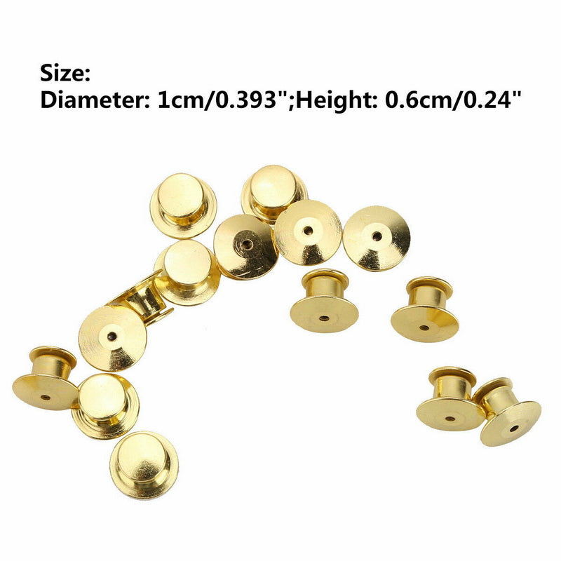 Flathead Lapel Pin Backs Holder Clutch Clasp Solid Brass Locking Fastener Gold Silver