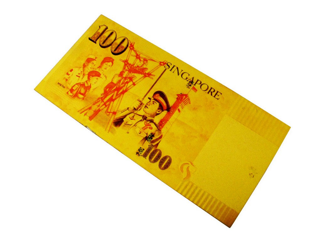 6 Pieces of Singapore Dollar Gold Foil Prop Money Novelty Notes Banknotes Set