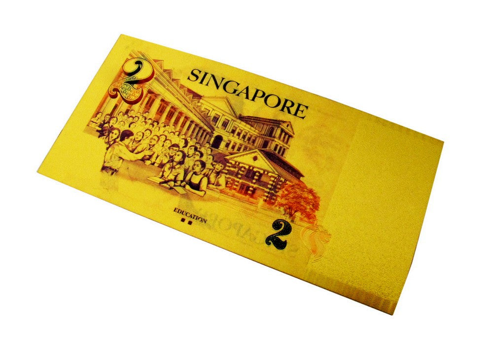 6 Pieces of Singapore Dollar Gold Foil Prop Money Novelty Notes Banknotes Set