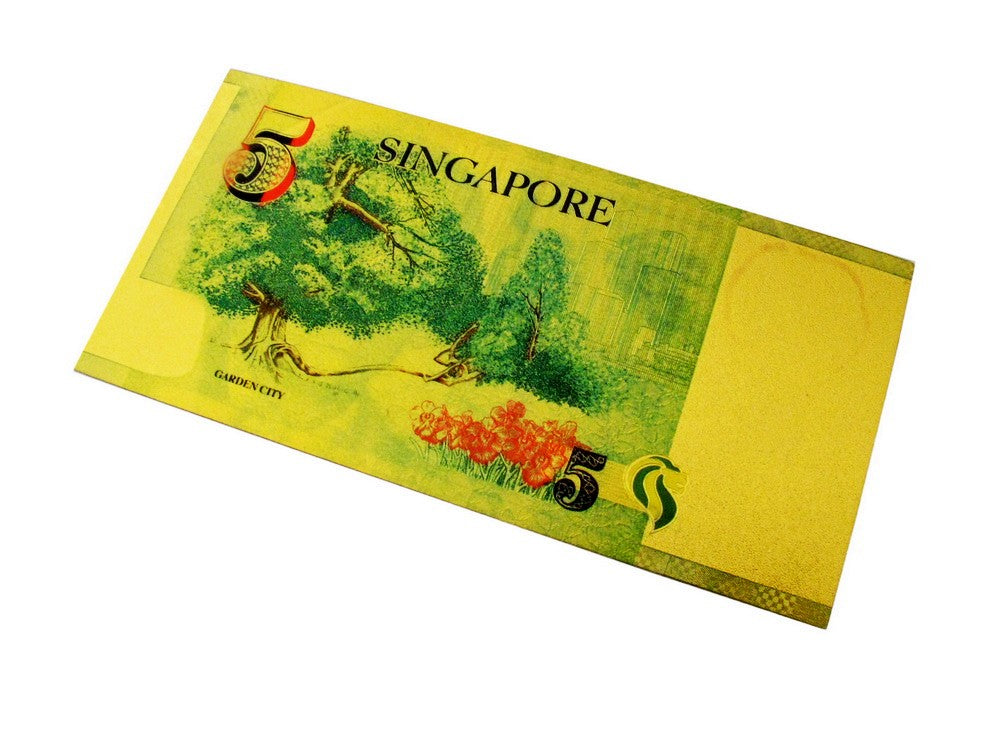 6 Pieces of Singapore Dollar Gold Foil Prop Money Novelty Notes Banknotes Set