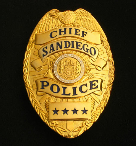 US Sandiego Chief Police Badge Solid Copper Replica Movie Props With Four Star