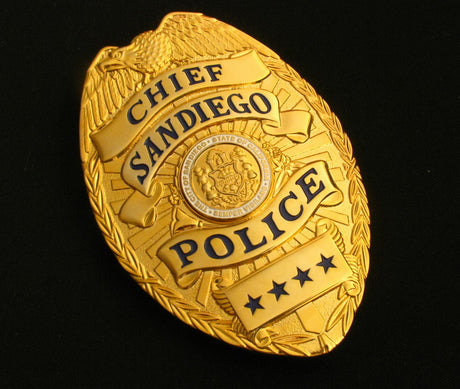 US Sandiego Chief Police Badge Solid Copper Replica Movie Props With Four Star