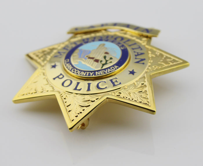 US Casino Las Vegas Captain Metropolitan Police Badge Solid Copper Replica Movie Props