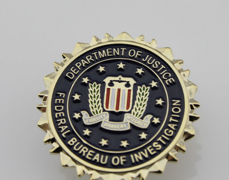 US FBI Mini Badge Solid Copper Brooch Pin Replica Movie Props
