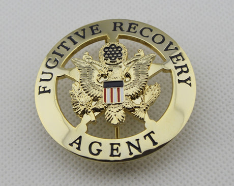 US Fugitive Recovery Agent Badge Solid Copper Replica Movie Props